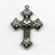Filigree Cross Pendants Oxidized Silver 26mm (12)