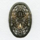 ^Vintage Ornate Oval Stamping 54mm Oxidized Brass (1)