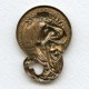 Art Nouveau Maiden Medallion in Oxidized Brass (1)