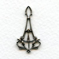 Delicate Art Nouveau Pendant Drops Oxidized Silver (6)