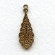 Embossed Pendants for Earrings 30mm Oxidized Brass (6)