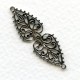 Oval Filigree Connector or Bail Oxidized Silver 37mm (6)