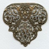 ^Rare Vintage Filigree 63mm Stamping Oxidized Brass (1)