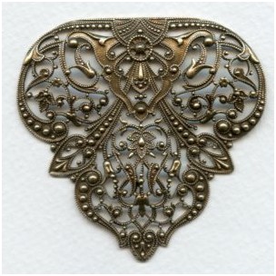 ^Rare Vintage Filigree 63mm Stamping Oxidized Brass (1)