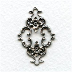 Feminine Floral Connector Oxidized Silver 36mm (2)