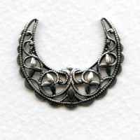 Half Moon Crescent Filigree Stamping Oxidized Silver (2)