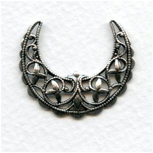 Half Moon Crescent Filigree Stamping Oxidized Silver (2)