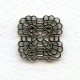 Rounded Square Filigree Connectors Oxidized Silver (12)