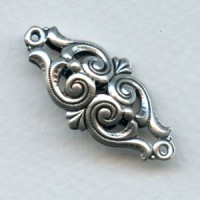 Double Sided Ornate Connector 34x17mm Oxidized Silver (1)