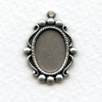 Ornate Pendant Settings 14x10mm Oxidized Silver (12)