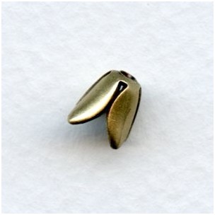 Smooth Tulip Style Bead Cap Oxidized Brass (12)