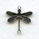Victorian Style Dragonfly Connectors Oxidized Silver (12)