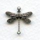 Victorian Style Dragonfly Connectors Oxidized Silver (12)