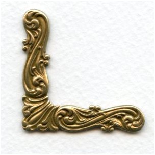 Large Elegant Scroll Design Corners Oxidized Brass (4)