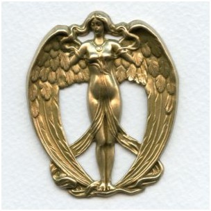 Grand Art Nouveau Goddess Oxidized Brass 62mm (1)