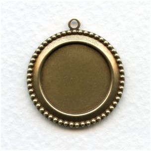 Beaded Edge Pendant Settings 18mm Oxidized Brass (6)