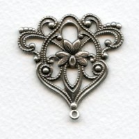 Floral Triangle with Loop Oxidized Silver 40mm (1)
