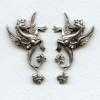 Hippocampus Mythical Seahorses Oxidized Silver (1 pair)