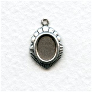 Pendant Earring Settings Oxidized Silver 8x6mm (12)