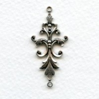 Fancy Victorian Style connector 40mm Oxidized Silver (2)