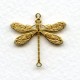 Victorian Style Dragonfly Connectors Raw Brass 24mm (6)