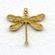 Victorian Style Dragonfly Connectors Raw Brass 24mm (6)