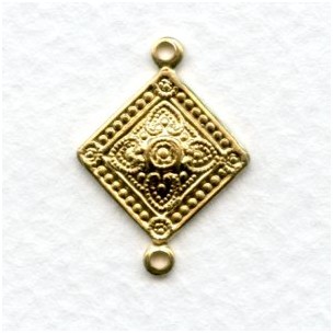 Square Medallion Connector 21mm Raw Brass (6)