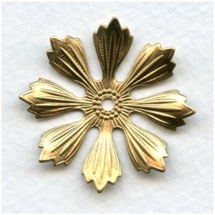 Large Raw Brass Flower Stampings 33mm (3)