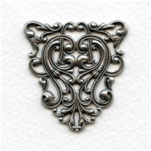 Filigree Ornate Triangle 40mm Stamping Oxidized Silver (1)
