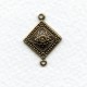 Square Medallion Connector 21mm Oxidized Brass (6)
