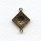 Square Medallion Connector 21mm Oxidized Brass (6)