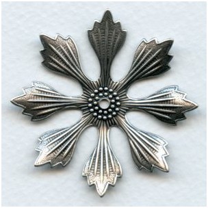 Huge Oxidized Silver Flower Stampings 49mm (3)