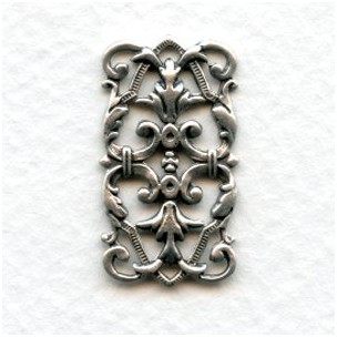 Ornate Link Connector Detailed Oxidized Silver (6)