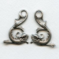 Koi Fish Stampings Oxidized Silver 42mm (1 set)