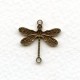 Victorian Style Dragonfly Connectors Oxidized Brass (12)