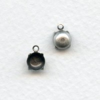Round 6mm Settings 1 Loop Closed Back Oxidized Silver (12)