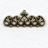 Ornate 5 Strand Connector End Bars Oxidized Brass (2)