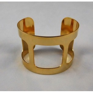 ^Smooth Wide Cut-Out Cuff Bright Gold Plated 49mm (1)