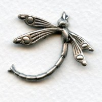 Art Deco Inspired Dragonfly Oxidized Silver 30mm (2)