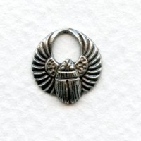 Tiny Winged Scarabs Oxidized Silver 13mm (12)