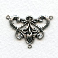 Art Nouveau Style Floral Connector Oxidized Silver (4)