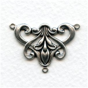 Art Nouveau Style Floral Connector Oxidized Silver (4)