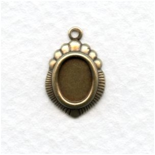 Pendant Earring Settings Oxidized Brass 8x6mm (12)
