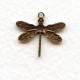 Victorian Style Dragonfly Pendants Oxidized Brass (12)