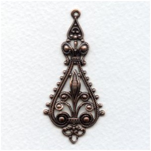 Filigree Pendant Drops 55mm Oxidized Copper (4)