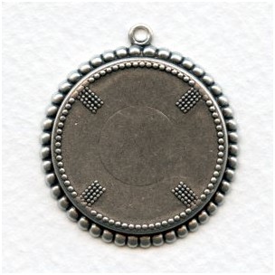 Oxidized Silver Beaded Edge 25mm Setting Bases (3)