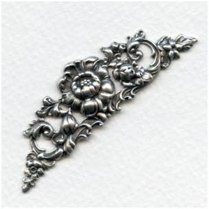 Large Rose Theme 69mm Stamping Oxidized Silver (1)