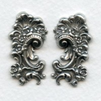 Victorian Detail Flourishes Oxidized Silver 31mm (1 set)