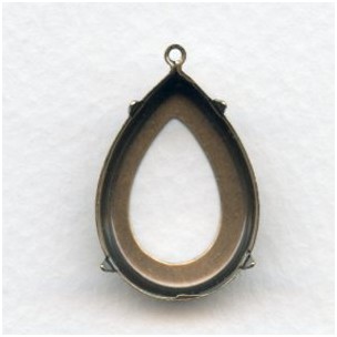 Pear Shape Setting Pendants 25x18mm Oxidized Brass (6)