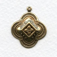Quatrefoil Medallion Pendants 23mm Oxidized Brass (6)